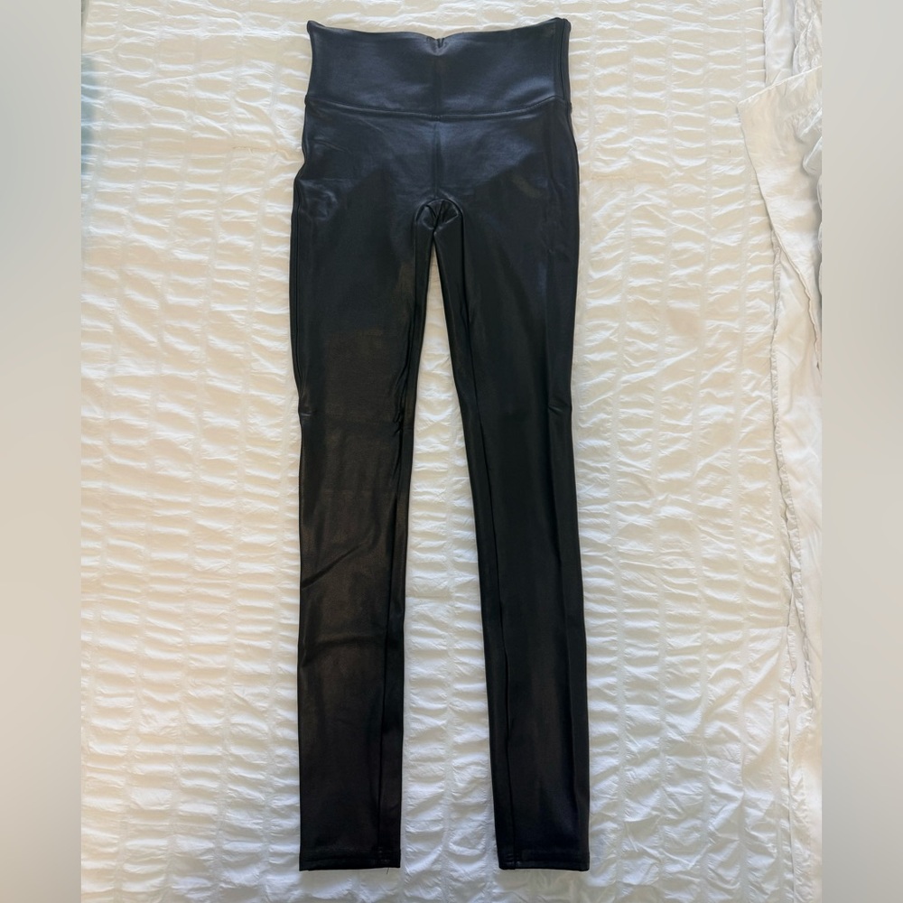 SPANX Black High-Waist Faux Leather Shaping Leggings